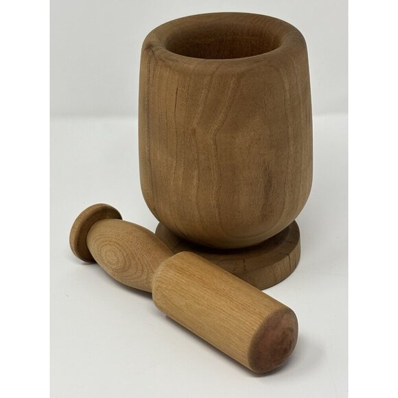 Old Sturbridge Village Pestle and Mortar Crusher Paste Grinding Grinder Wood - Picture 2 of 9